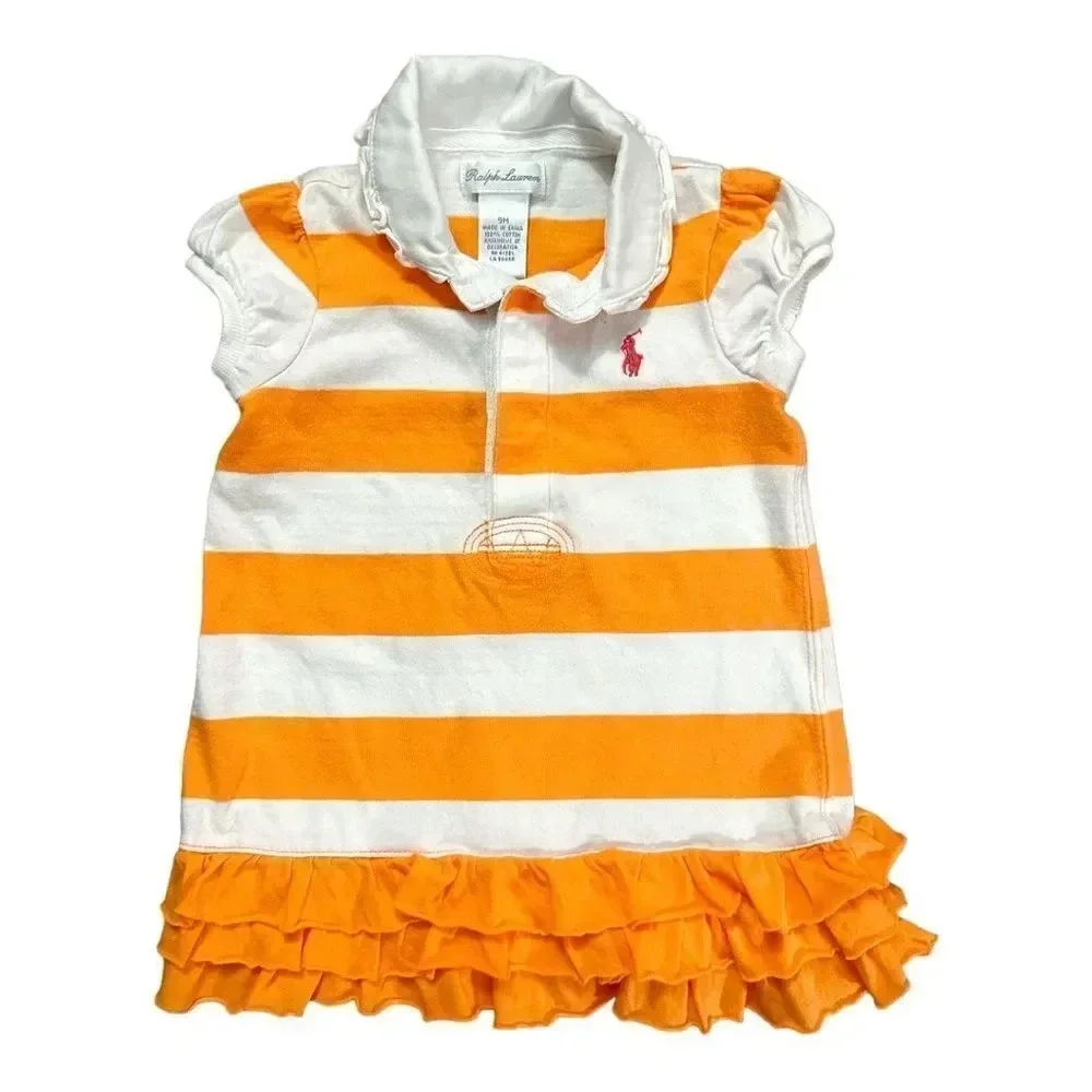 Ralph Lauren | Rugby Striped Ruffle Dress (9 mos) 🧡